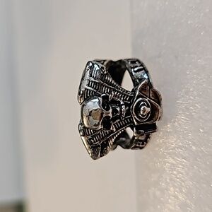 KNUCKLEHEAD & SKULL Stainless Steel Size 11 Silvertone Ring "LOVE TO RIDE"